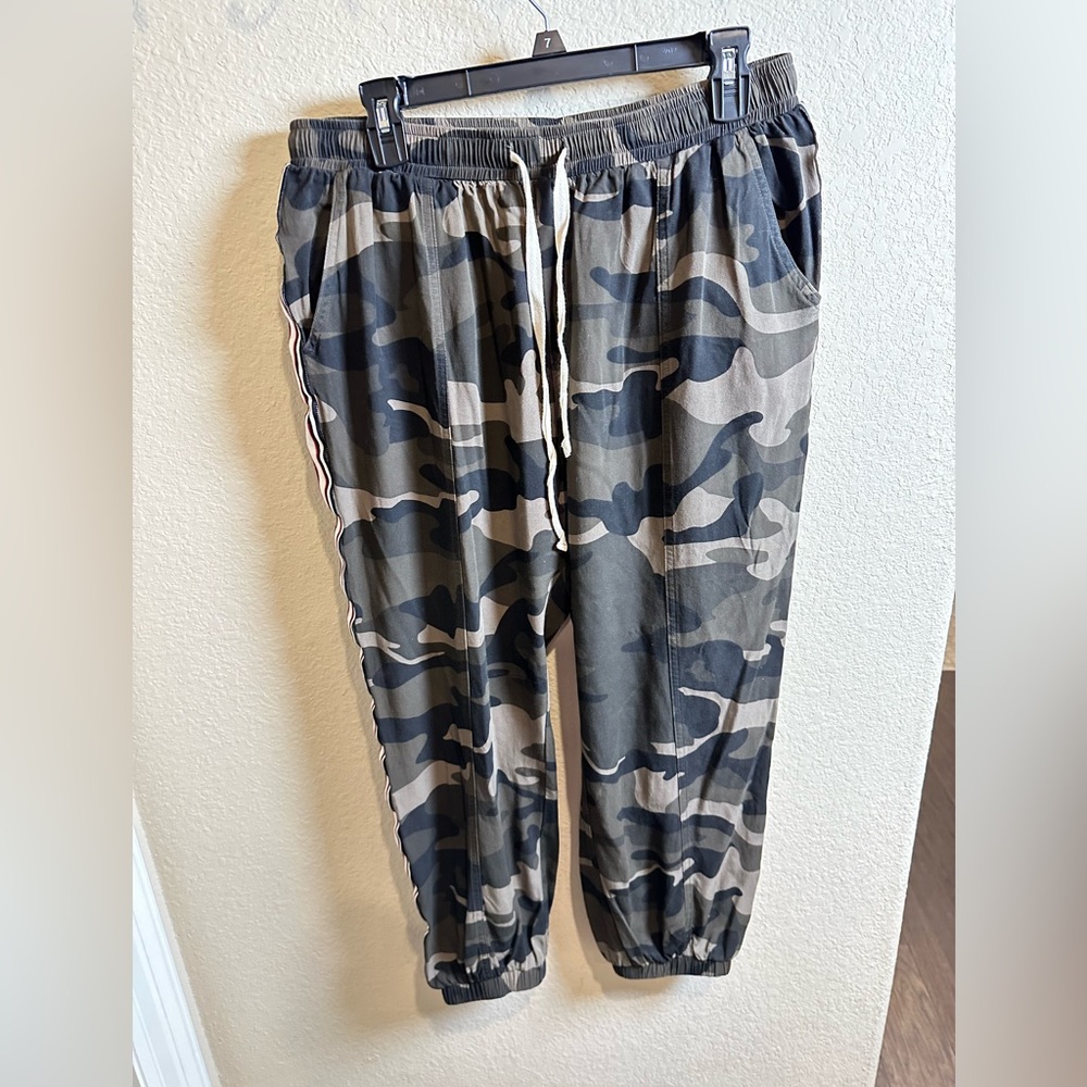 Mystree Olive & Black Camo Track Joggers
